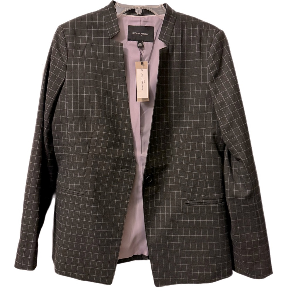 Gray and white striped blazer
